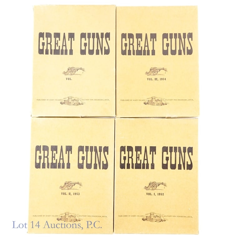 Andy Palmer's Great Guns Magazine 1952 - 1956: Andy Palmer's Great Guns magazine in original cardboard boxes - 1952 (February, April, June, and July missing), 1953 (all 12 issues), 1954 (all 12 issues), 1955 (May missing), and 1956 Spring and