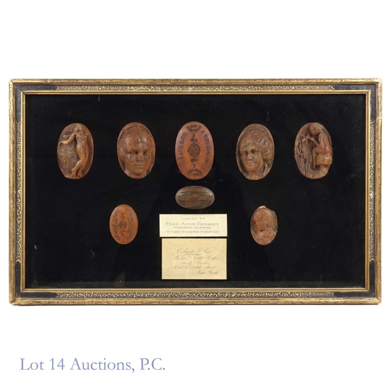 Antique Carved Soaps Shadowbox Display - 2