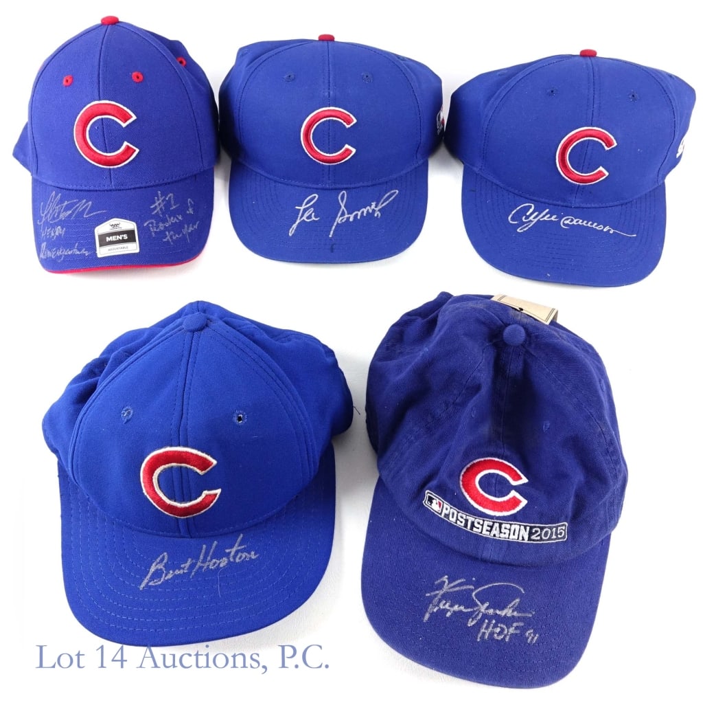 5 Chicago Cubs Signed Baseball Caps - 2