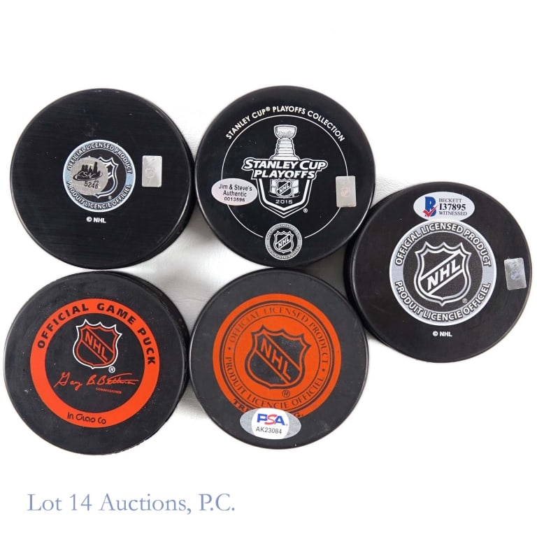 Blackhawks Legends Signed Pucks (5) - 3