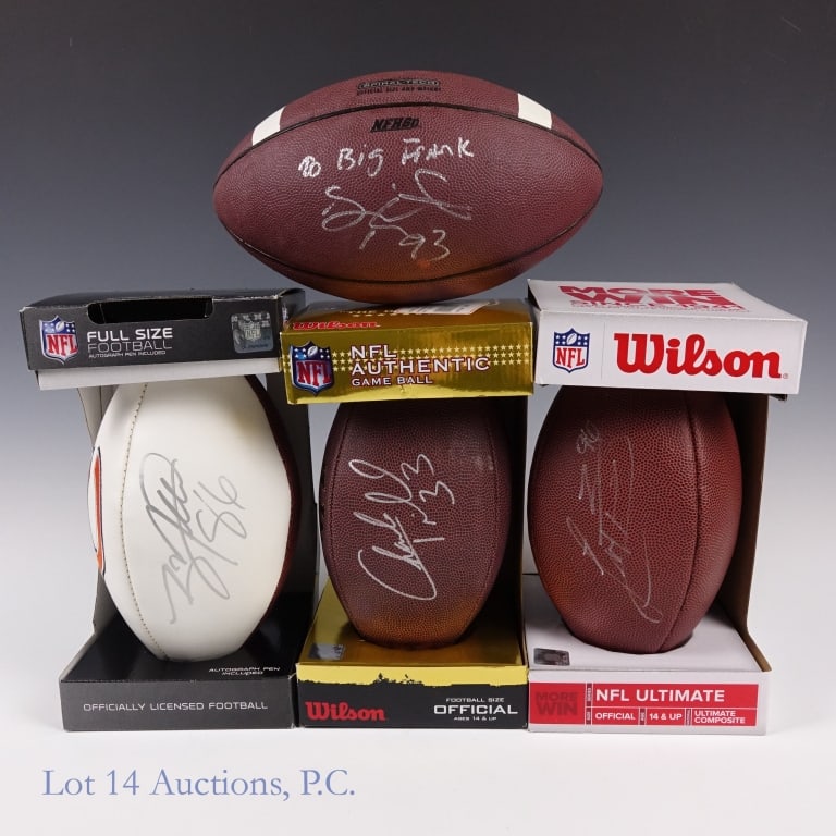 Bears Tillman & 3 Other Signed Footballs: Total of four footballs, each signed by a former Chicago Bears player. The key signature in this collection is Charles Tillman signed with a silver Sharpie. There are three other footballs signed by