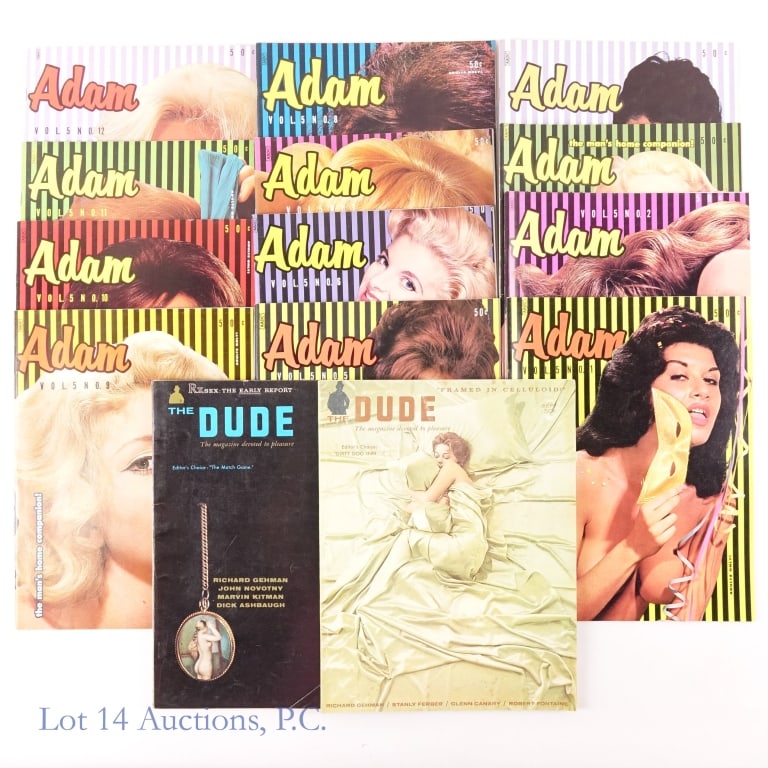 XXX Adam Magazine Complete 1961 & More (14): XXX Adam Magazine Complete 1961 & More (14). NOT FOR SALE TO MINORS. ADULT ONLY. MATURE CONTENT. PORNOGRAPHY. SPACE BROADS. Collection of Adam magazine Vol. 5, #1-12 (complete 1961 run) as well as 2
