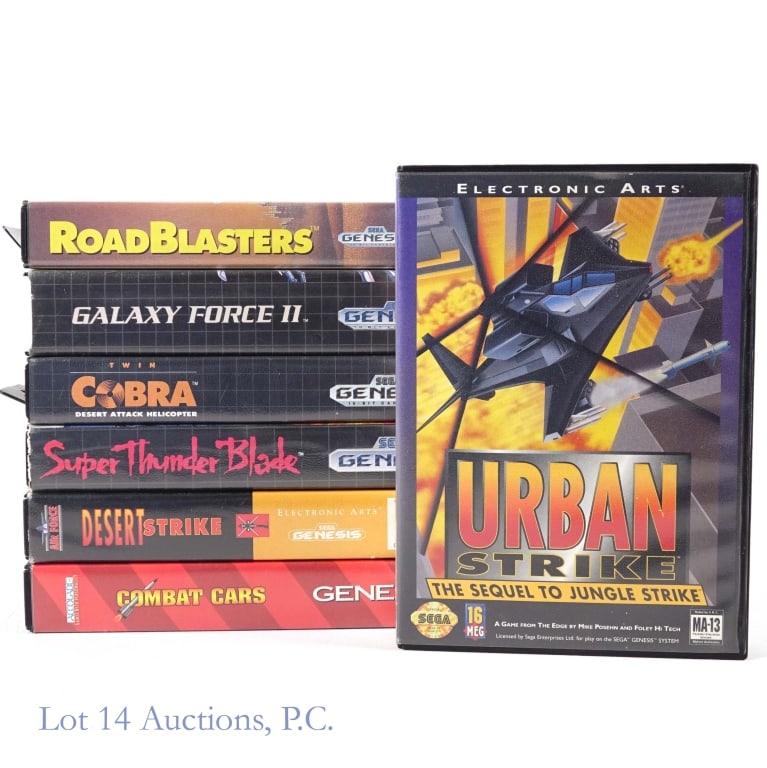 Sega Genesis Games Complete In Boxes (7): Seven (7) complete in boxes Sega Genesis games - Combat Cars, Desert Strike Return To The Gulf, Super Thunder Blade, Twin Cobra, Galaxy Force II (no manual), Road Blasters, and Urban Strike.