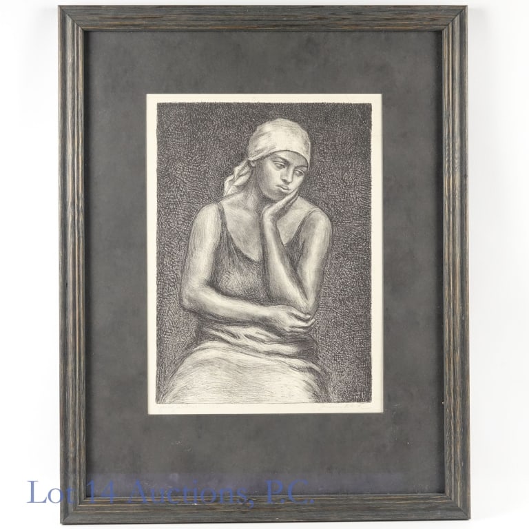 Julius Bloch "Young Widow" Print Signed - 2