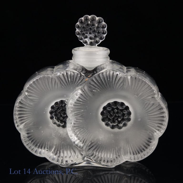 Lalique Crystal Two Fleurs Perfume Bottle, Stopper (1 of 4)