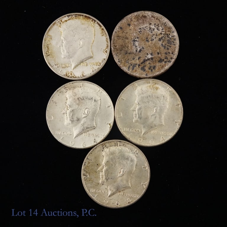 1964 US 90%-Silver Kennedy 50c (ASW 1.8 Ozt.), 5 (1 of 2)