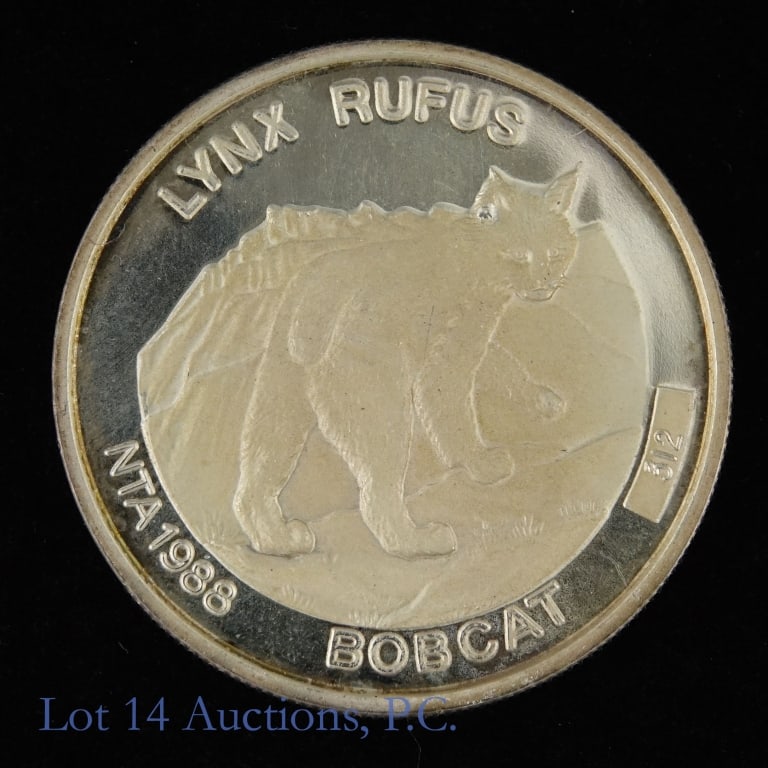 1988 US 99.9% Silver NTA Bobcat 1 Ozt. Round (1 of 2)