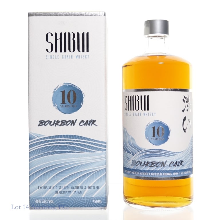 Shibui 10 Year Bourbon Cask Single Grain Whisky: Shibui 10 Year Bourbon Cask Single Grain Japanese Whisky, 80 Proof, 750 ml. Box included.
