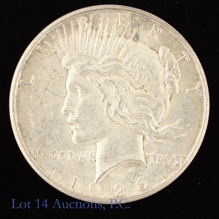 1926-S US Silver Peace Dollar (AU+) (1 of 2)