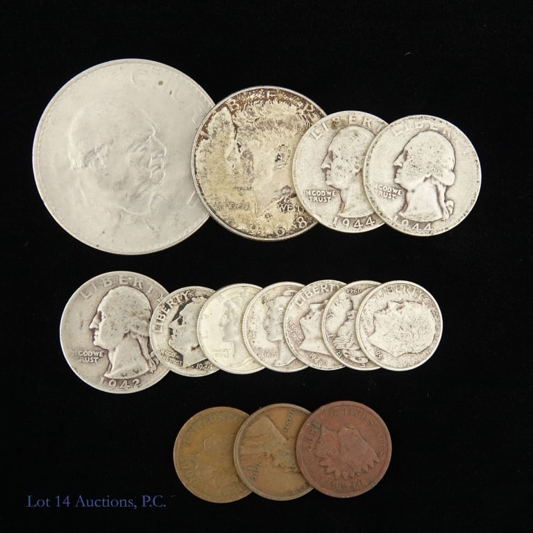 US & UK Various Silver, Clad & Copper Coins (14) (1 of 3)
