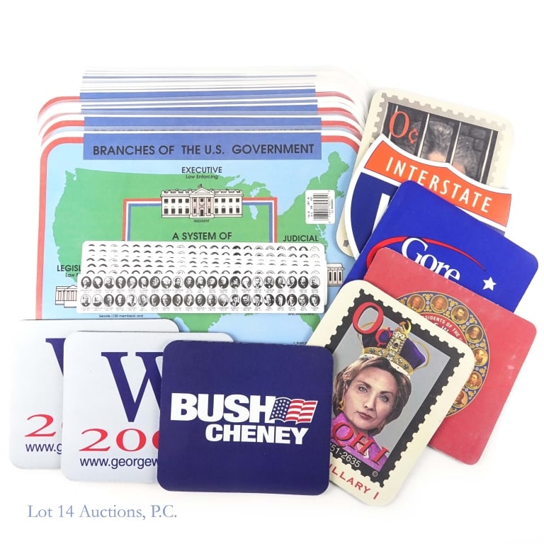 Political Themed Home & Office Supplies (28): Political Themed Home & Office Supplies (28). Contains 7 rulers, 8 mousepads, and 13 placemats. All items are in well maintained condition. See photos for more details on condition and content. There