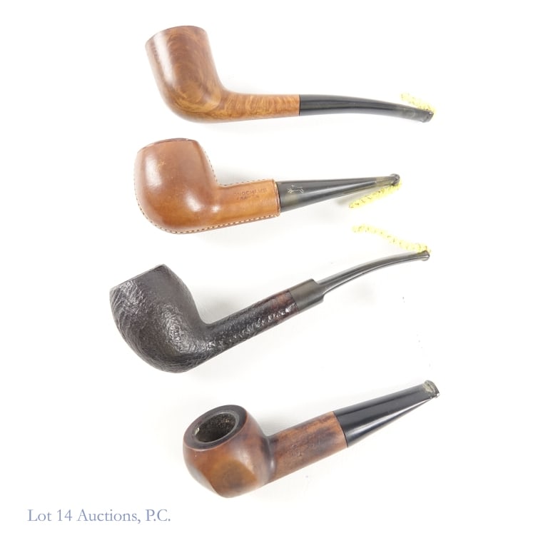 Cellini, Barclay, Longchamp Tobacco Pipes (4): Cellini, Barclay, Longchamp Tobacco Pipes (4). Four (4) seasoned tobacco pipes. Pipe #1: Cellini (block letters); Imported Briar; L - 5.75; believed to be from Cellini Pipe Shop in Chicago (1927 -1980