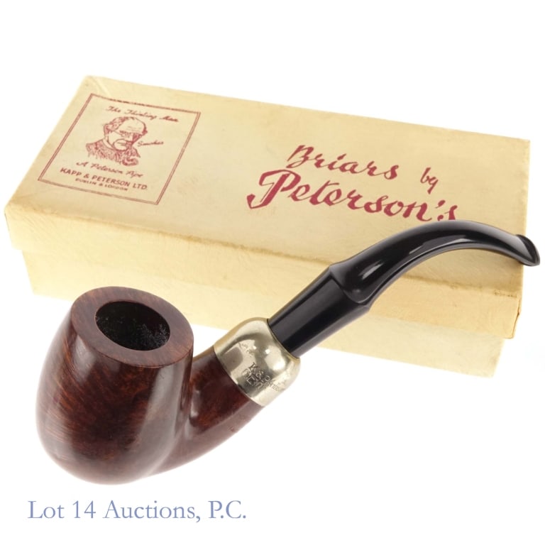 Kapp & Peterson Briar Pipe #307, NIB: Kapp & Peterson Briar Pipe #307, NIB . A New In Box, Briars by Peterson's tobacco pipe circa 1930's- 1949. Markings on pipe: Made In Ireland; 307; Peterson's System Standard; K&P Peterson's. Box