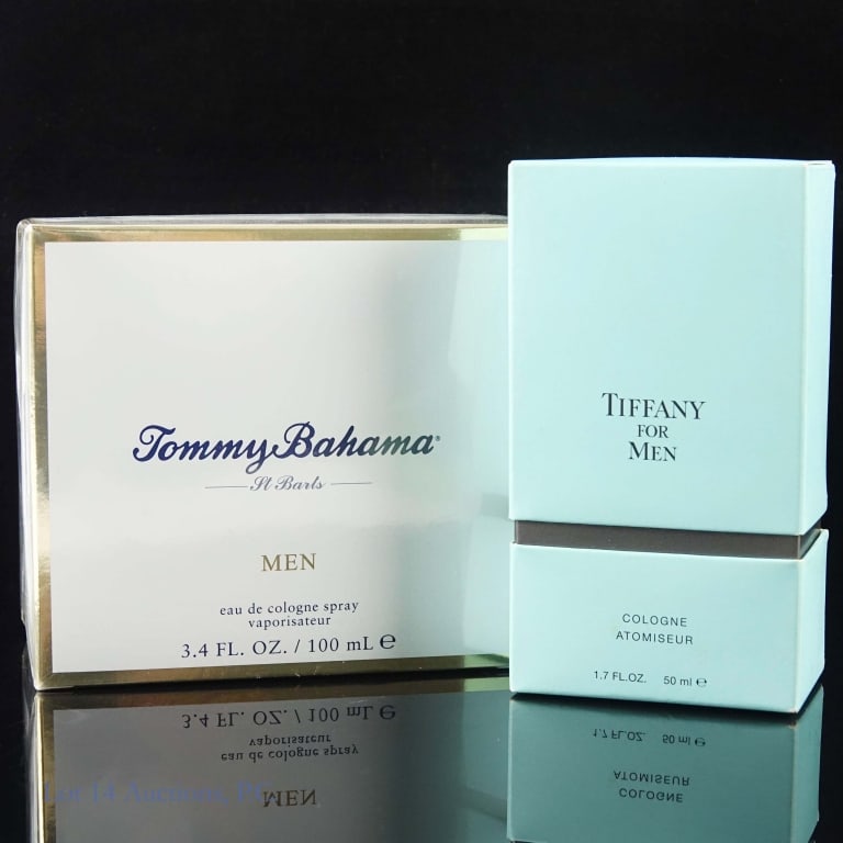Tiffany For Men & Mr. Bahama Colognes (2): Tiffany For Men & Mr. Bahama Colognes (2). A pair of men's colognes. Tiffany For Men, 1.7 fl. oz, batch code 4523, original formula, bottle is nearly full, light wear on box. Tommy Bahama St. Barts