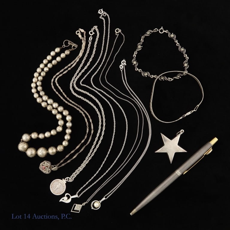 Sterling Silver Necklaces, Bracelets & Parker Pen (1 of 6)