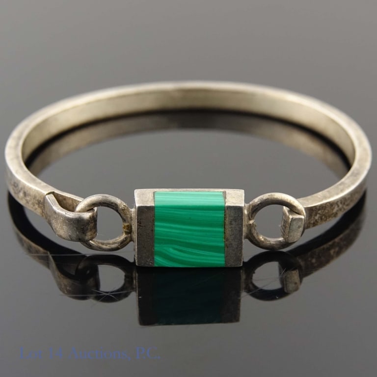 5 Silver Bracelets, Malachite, Turquoise - 4