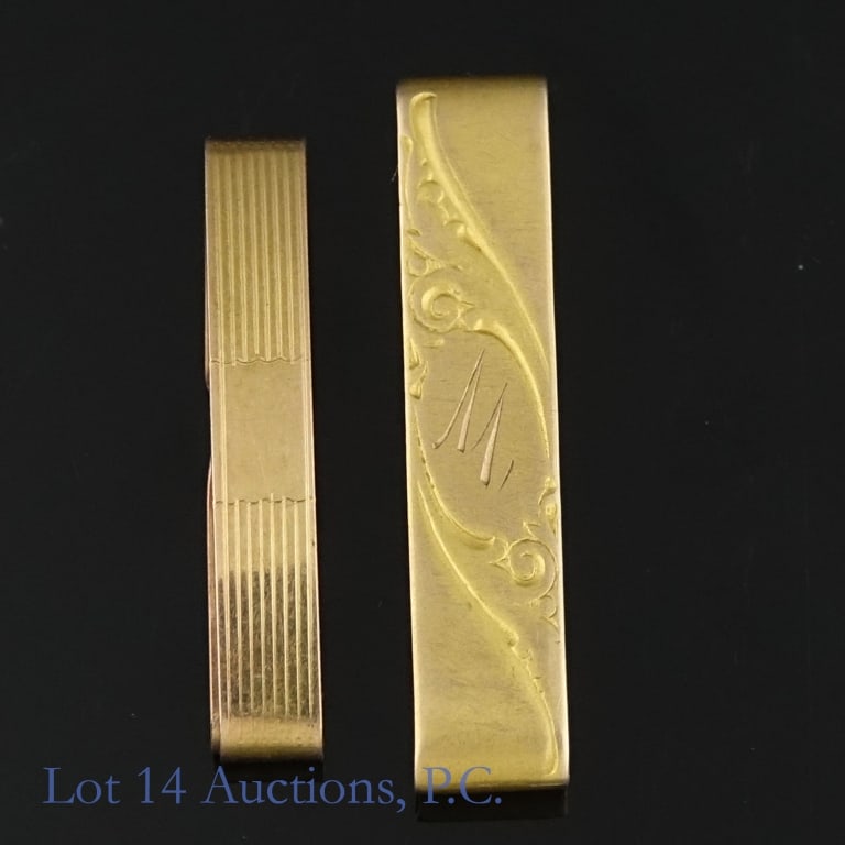 10k Yellow Gold Accessories: Two small accessories made from 10k yellow gold. Together they weigh approximately 1.59g or 0.05 troy oz.