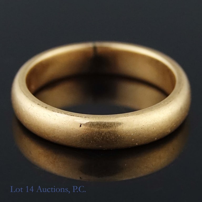 14k Yellow Gold Band Ring: Size 6 plain band ring made of 14k yellow gold. Weighs approximately 4.74g or 0.15 troy oz.