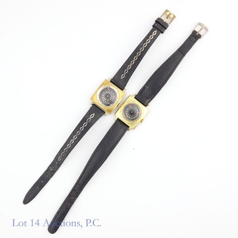 Ernest Borel Kaleidoscope Cocktail Watches (2): Ernest Borel Kaleidoscope Cocktail wrist watch. Open skeleton case back. Approximately 21mm wide not including the crown. Original leather strap. Scratches on crystal around 4 and 5 o'clock. Watch is 