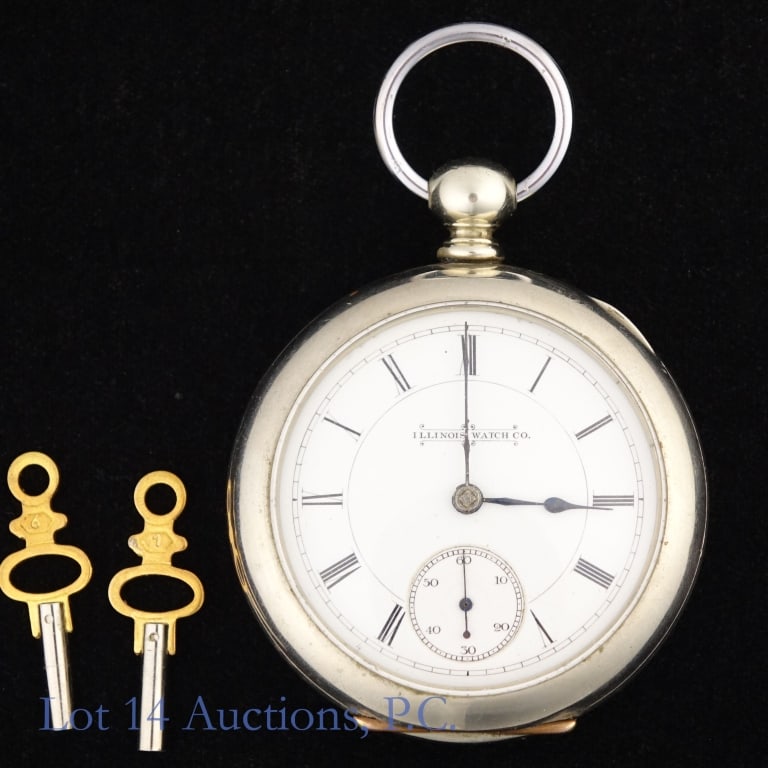 Illinois Watch Co. Key Wind Silveroid Pocket Watch (1 of 14)