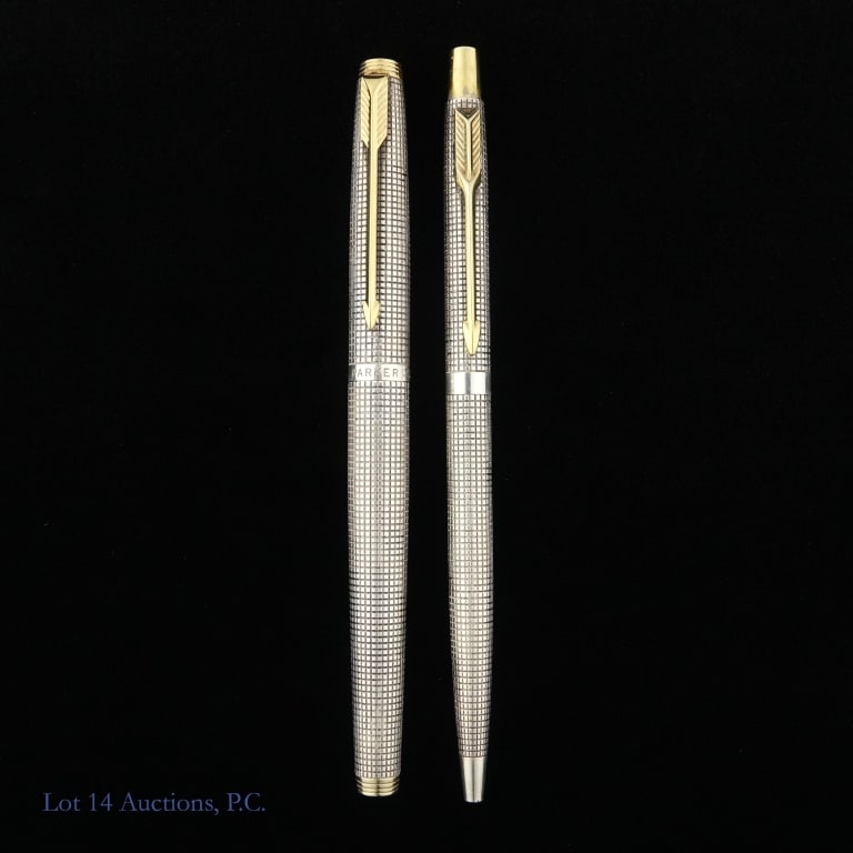 Parker 75 Cisele Sterling Fountain & Ballpt. Pens (1 of 7)