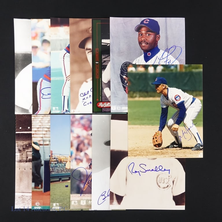 Chicago Cubs Autographed Pictures (13): *** This lot is sold "As Is" with no COAs or guarantees. *** Thirteen (13) 8" x 10" pictures (unless specifically noted) - all signed by former Chicago Cubs: Damon Berryhill (signed lithograph) **