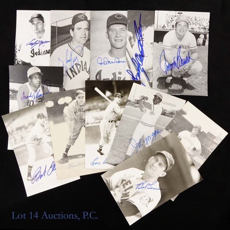 Cincinnati Cleveland Baseball Signed Postcards: *** Per consigner, these autographs were gathered in person. No other COAs. *** Eleven (11) black & white 3.5" x 5-3/8" (approximate dimensions) postcards all signed by Cincinnati Reds or Cleveland