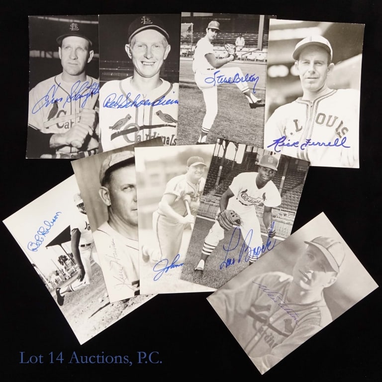St. Louis Baseball Signed Postcards (8+1): *** Per consigner, these autographs were gathered in person. No other COAs. *** Six (6) black & white 3.5" x 5-3/8" (approximate dimensions) postcards all signed by St. Louis Cardinals and St. Louis