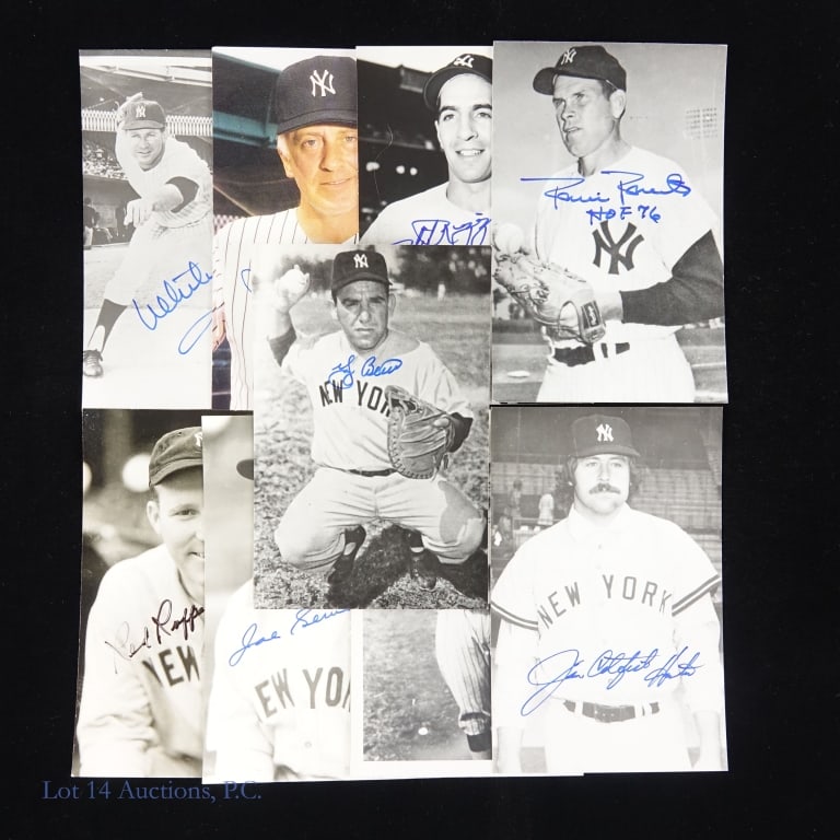 New York Yankees Signed Postcards (9): *** Per consigner, these autographs were gathered in person. No other COAs. *** Nine (9) 3.5" x 5-3/8" (approximate dimensions) postcards all signed by New York Yankees Hall of Famers: Yogi Berra