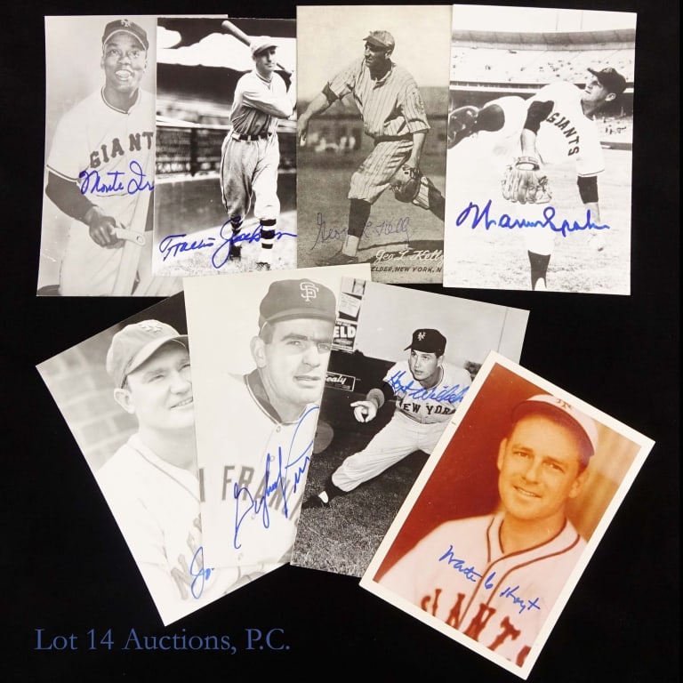 NY - SF Giants Signed Postcards / Pics (8): *** Per consigner, these autographs were gathered in person. No other COAs. *** Eight (8) 3.5" x 5-3/8" (approximate dimensions) postcards and pictures all signed by New York & San Francisco Giants