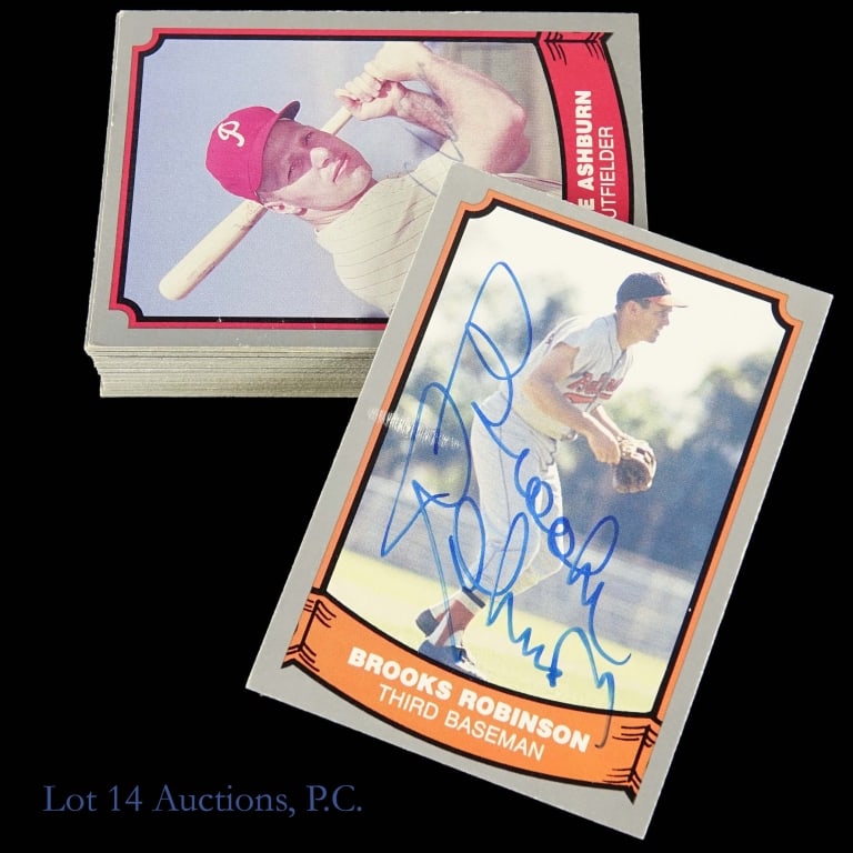1988 Pacific Tr. Baseball Cards Autographed (39): *** Per consigner, these autographs were gathered in person. No other COAs. *** 39 unique cards from the 1988 Pacific Trading Cards Baseball Legends baseball card set - all autographed: Brooks