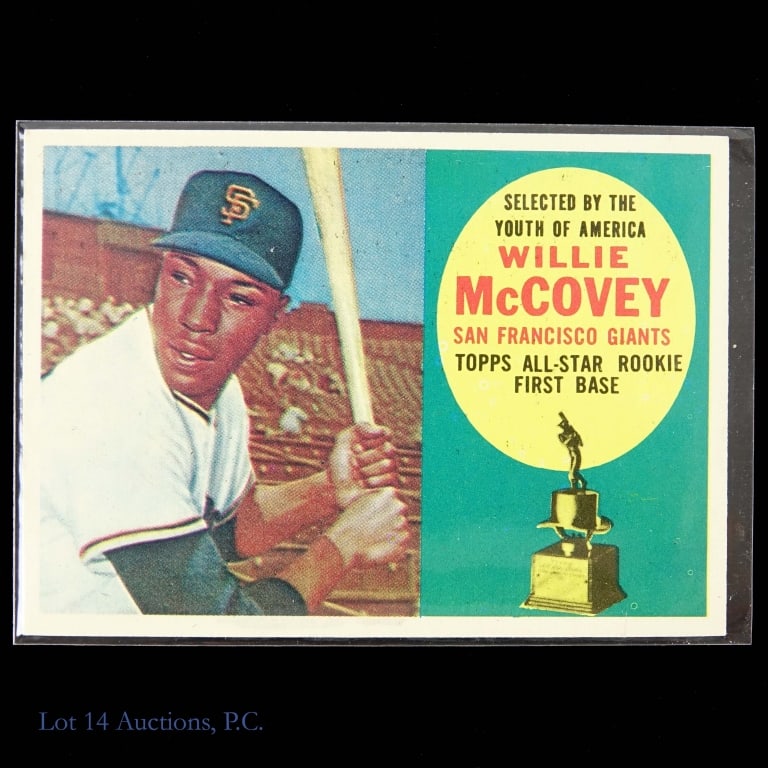1960 Topps Willie McCovey Baseball Card [RC]: 1960 Topps #316 baseball card - Willie McCovey (Topps All-Star Rookie First Base). Corners have slight imperfection. There is a small wrinkle extending from the bottom border to the right of the