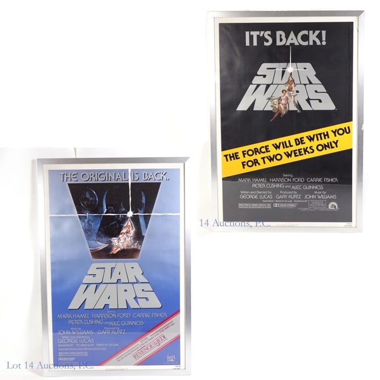 1981-1982 Star Wars A New Hope Posters (Reissues): LOCAL PICK UP or THIRD PARTY SHIPPING ONLY. 1981 & 1982 Star Wars A New Hope Theatrical Film Release Cinema Movie Posters (Re-issues / Re-Releases) (One Sheet / 1 Sheet / 27x41) (Framed 31x44) (2