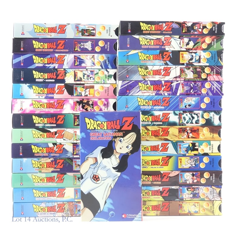 Dragon Ball Z VHS Tapes In Original Boxes (27): Twenty seven (27) Dragon Ball Z VHS tapes in original boxes - Androids (Invasion, Invincible, Assassins, and Dr. Gero), Frieza (The Summoning, Transformation, Fall Of Tyrant, and Namek's End), Bardock