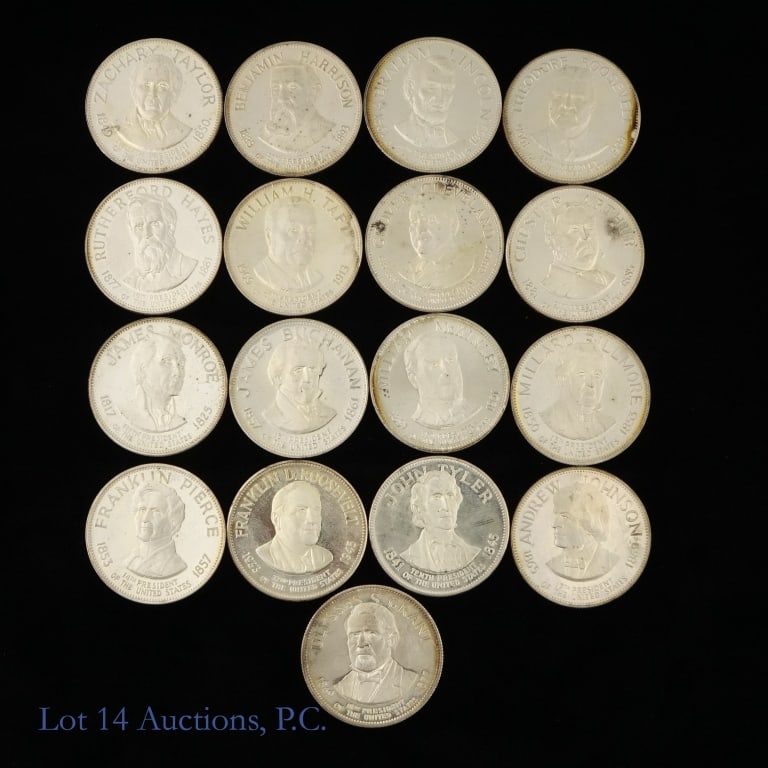 US 92.5%-Silver Presidents Medals ASW 16.4 Oz, 17 (1 of 2)