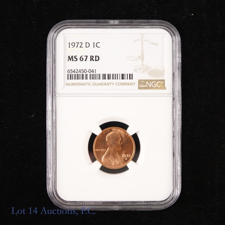 1972-D US Lincoln Memorial Cent (NGC MS 67 RD) (1 of 2)