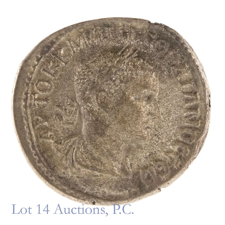(238 CE) Roman Gordian III Billon Tetradrachm: (238-244 CE) Roman Emperor Gordian III billon tetradrachm (Antioch Mint, Syria). Obverse: Emperor Gordian III laureate, cuirassed, facing right. Per consigner, in lustrous XF condition with lots of