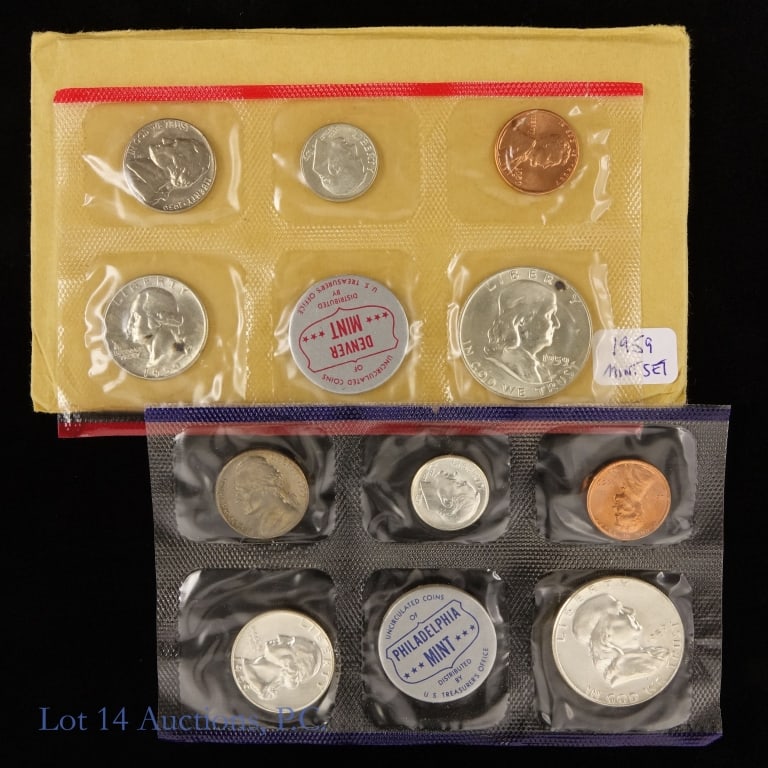 1959 P,D US 90%-Silver Unc. 10-Coin Mint Set (1 of 2)