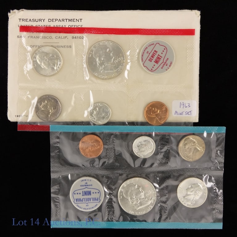 1963 P,D US 90%-Silver Unc. 10-Coin Mint Set (1 of 2)