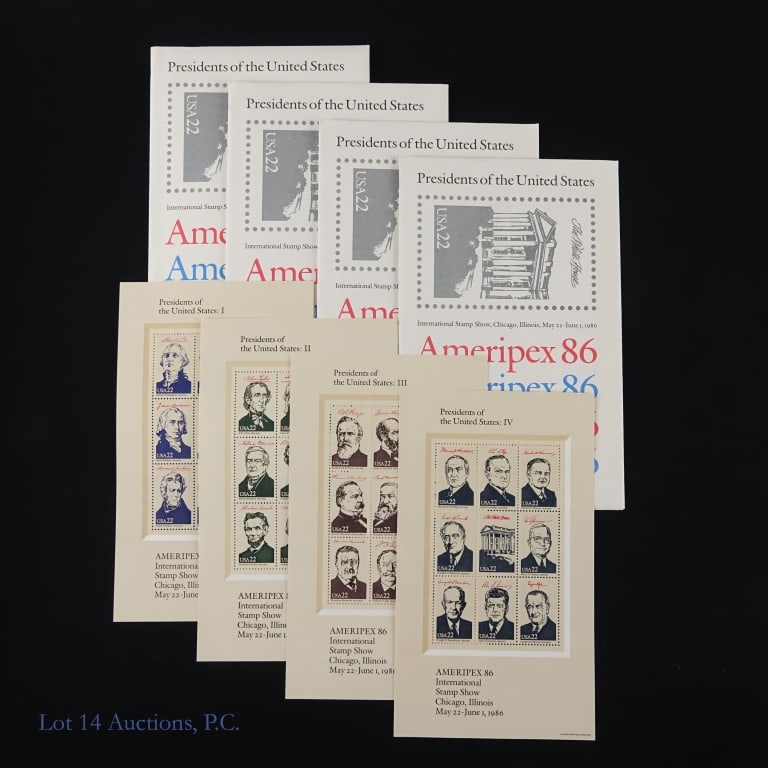 1986 US Ameripex 86 Presidents Stamp Sets MNH (4) (1 of 3)