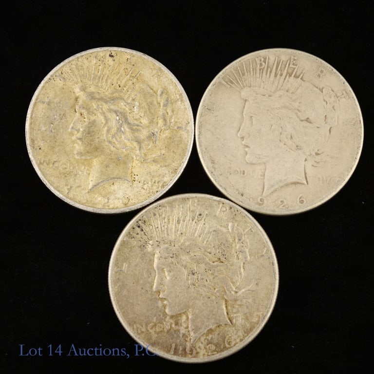 1926-S US 90%-Silver Peace Dollars, 3 (1 of 2)