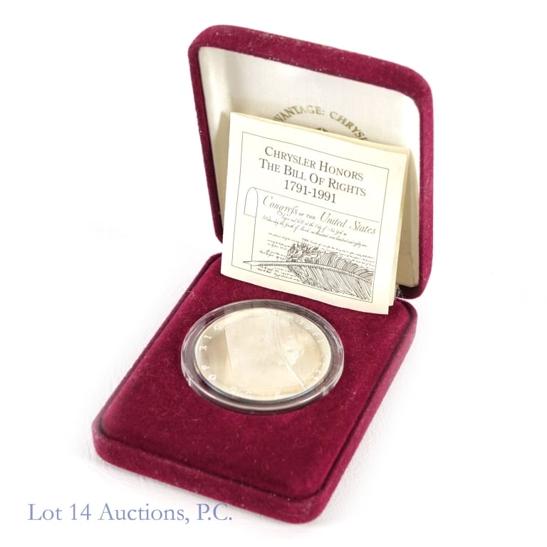 1991 US 99% Silver Bill of Rights Medal (1.0 Ozt) (1 of 4)