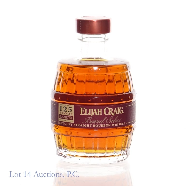 Elijah Craig Barrel Select Bourbon (Grenade): Elijah Craig Barrel Select Bourbon, 125 Proof, 200 ml, Grenade bottle.
