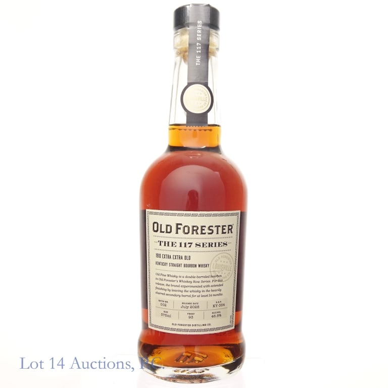 Old Forester 117 Series: Extra Extra Old Bbn. 375: Old Forester The 117 Series: 1910 Extra Extra Old Straight Bourbon Whiskey, batch 002, released July 2025, 375ml, 93 proof.