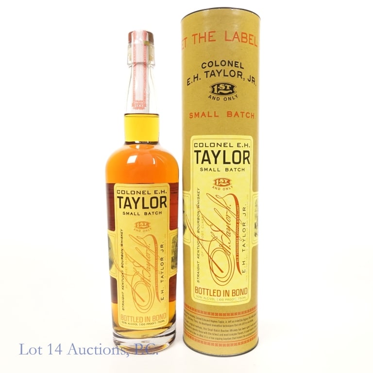 Colonel E.H. Taylor Small Batch BIB Bourbon (2023): Col. E.H. Taylor Small Batch Bottled in Bond Bourbon, with Canister. 100 proof, 750ml. Etch: L2318701 20:28D.