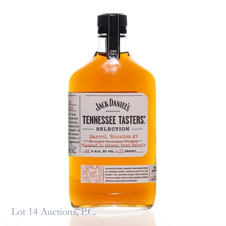 Jack Daniel's TN Tasters Barrel Reunion #2 Whiskey: Jack Daniel's Tennessee Tasters' Barrel Reunion #2 Tennessee Whiskey, 92 Proof, 375 ml, Selection #5, Released Fall 2019. Finished in oatmeal stout barrels.