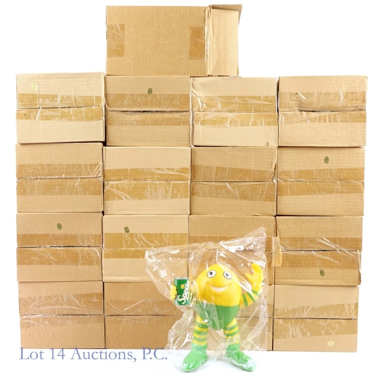 Lucky Lyman Sprite Figure, Factory Sealed (17): 90's Lucky Lyman Sprite Figure, Factory Sealed (17). Case containing Seventeen (17) Factory Sealed, 1990's, Lucky Lyman Sprite figures (1 opened on site for photo) in mailer boxes. Dirt and debris
