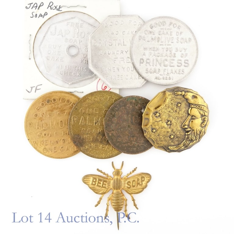 US Various Merchant Soap Themed Exonumia Items (8) (1 of 5)
