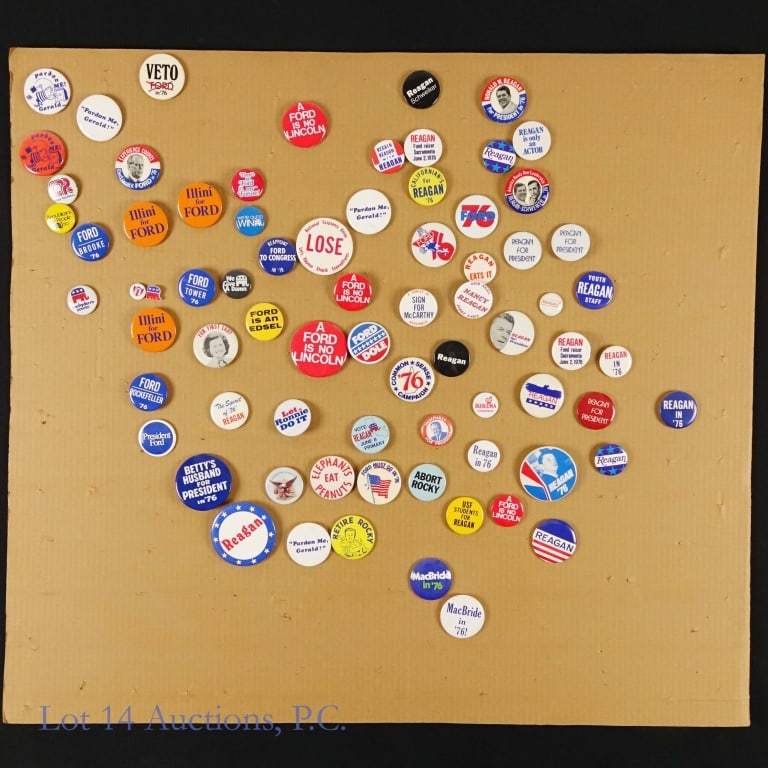 Various US Presidential Campaign Items (+75): Over 75+ United States various presidential campaign items. From APIC member estate. ***Lot 14 Auctions is not a professional political items grading agency. Consigner descriptions are provided as a c