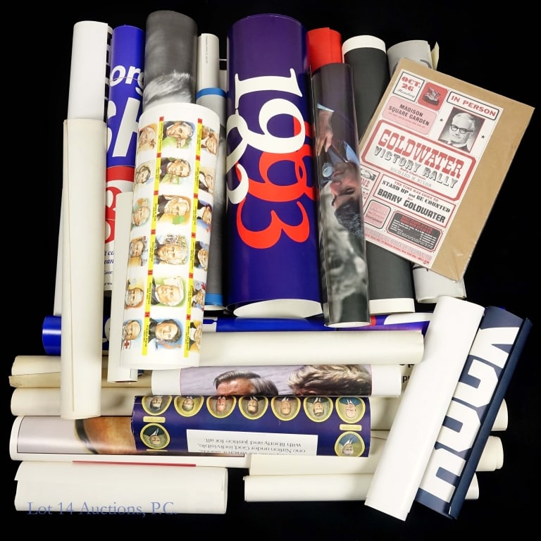 United States Political & Campaign Posters (25+): United States Political & Campaign Posters (25+). Over 25 Political and Campaign posters. Items are in decently maintained condition. See photos for more details on condition and content. There may be
